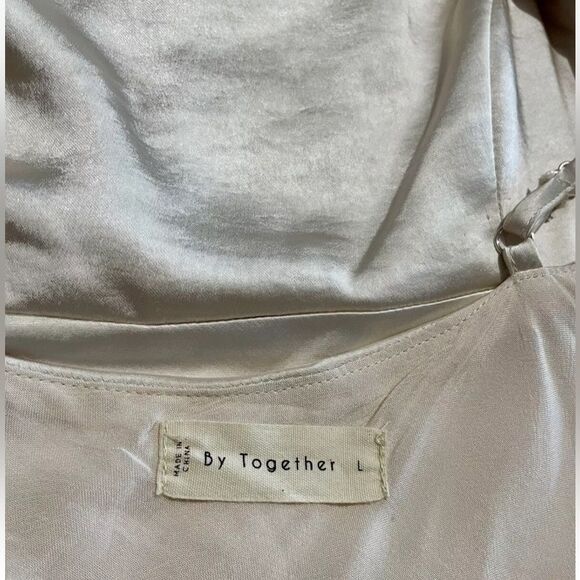 By together Maxi slip dress Anthropologie Y2K classic fairy Formal Beige Women L - Picture 6 of 6